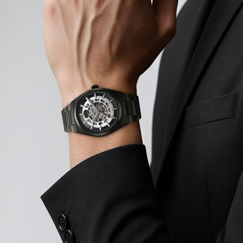 Titan Nexus Skeletal Automatic Analog with Gun Dial Gun Stainless Steel Strap Watch for Men - 90221QM02|B0F3J68M72