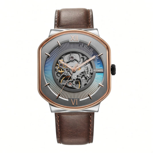 Techno Beats Anthracite Dial Automatic Leather Strap watch for Men