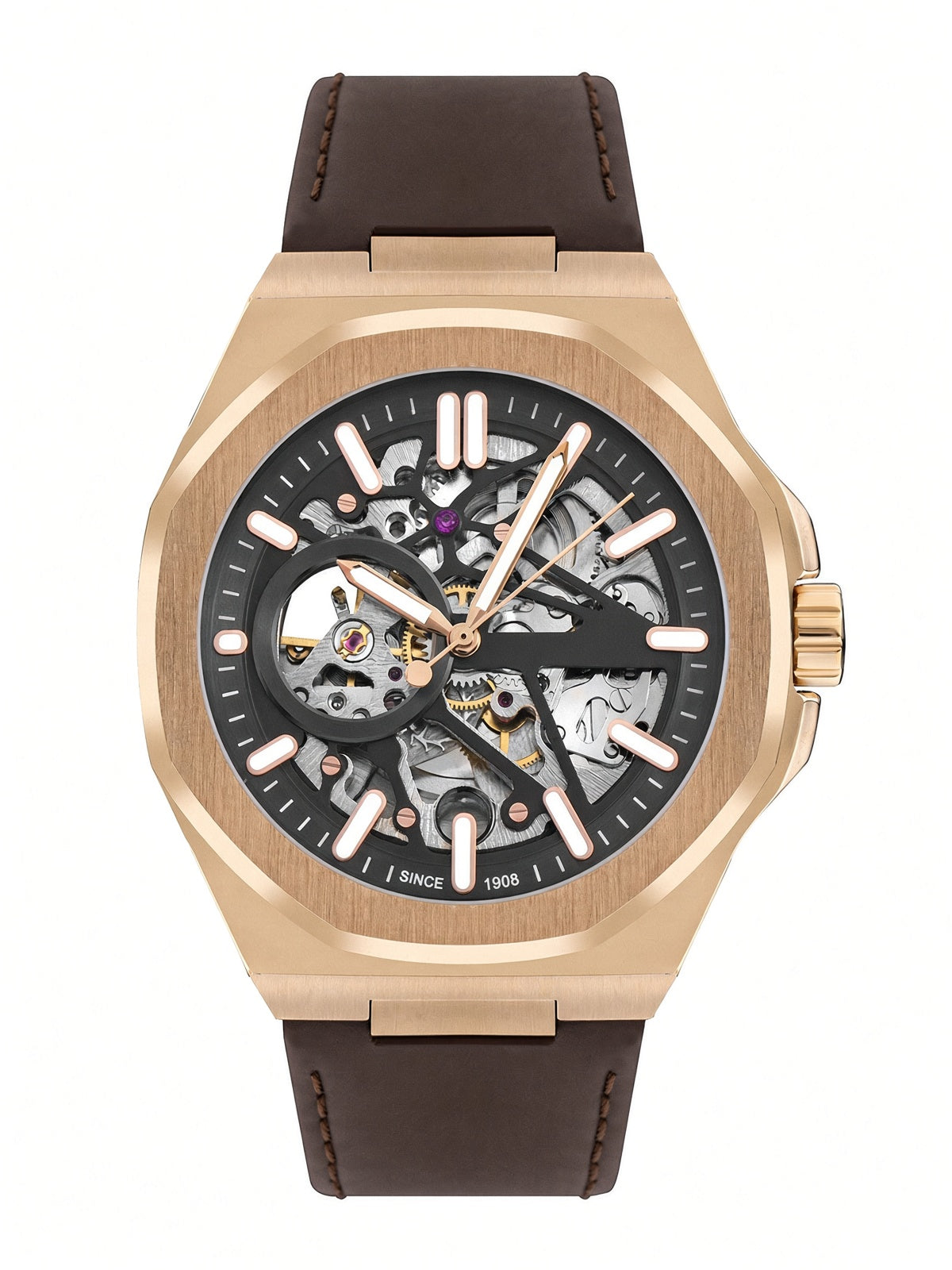 Men's Automatic Leather Strap Watch – LC07978-454
